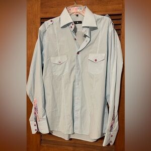 STONE ROSE 🌹 Unique Pastel Men’s 100% Cotton Formal Dress Shirt Size L